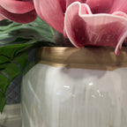 Tall Ceramic Pot Cream Drip Glaze 90cm