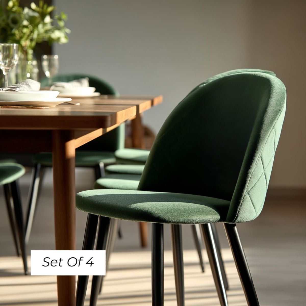Lotus Dining Chair - Emerald Green  (Set of 4)