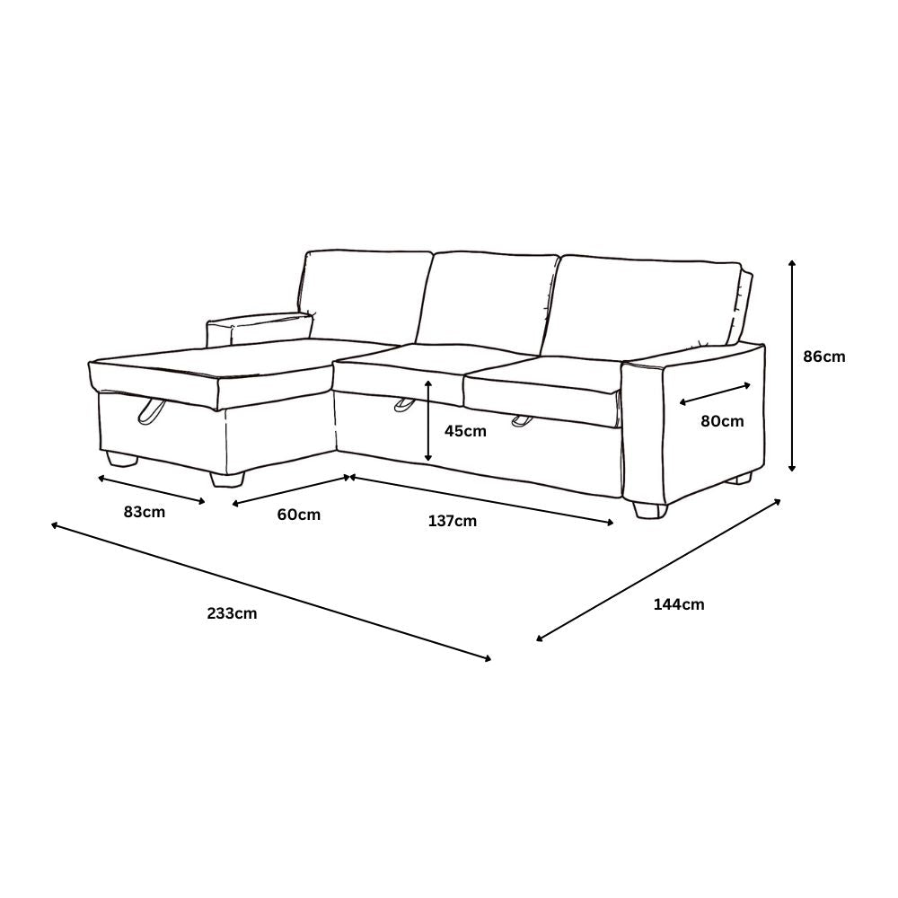 Havar Corner Sofa Bed: Brown Leather Aire (Left)