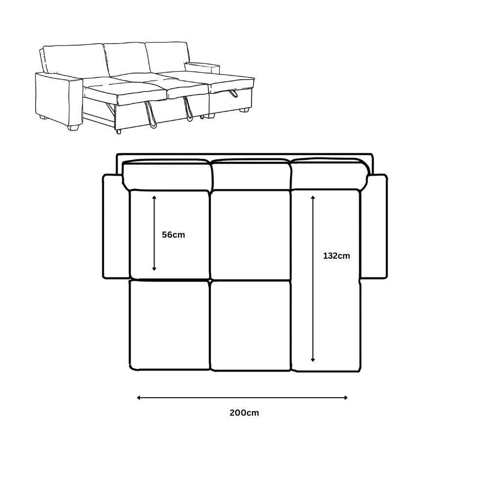 Havar Corner Sofa Bed: Teal (Right)