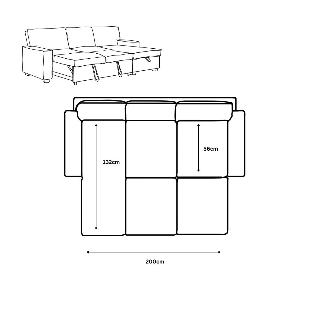Havar Corner Sofa Bed: Brown Leather Aire (Left)