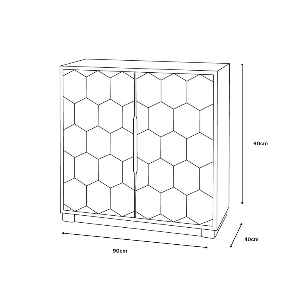 Lewis Grey/ Dark Wood 2 Door Hexagonal Chest