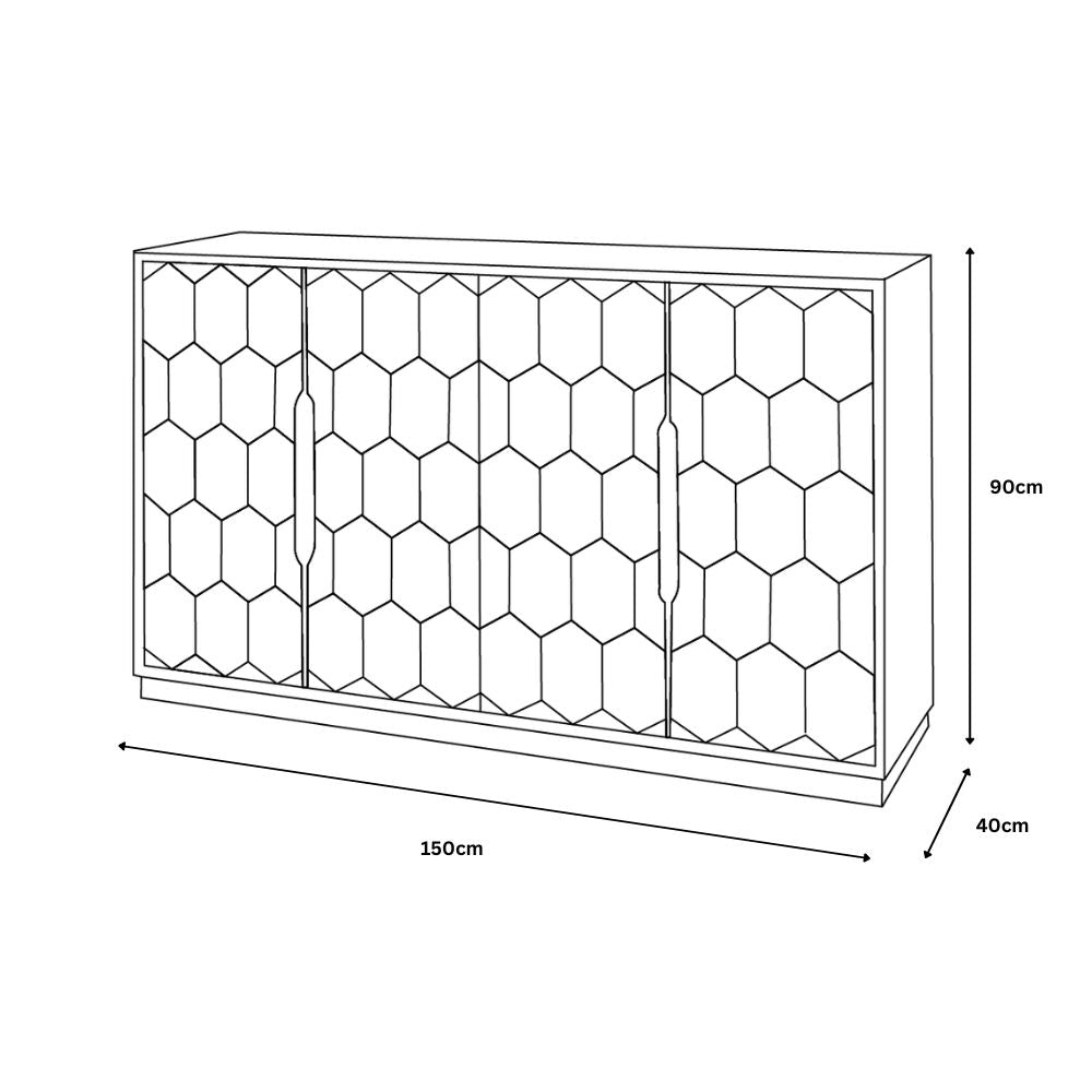 Lewis Grey/ brown Hexagonal Sideboard