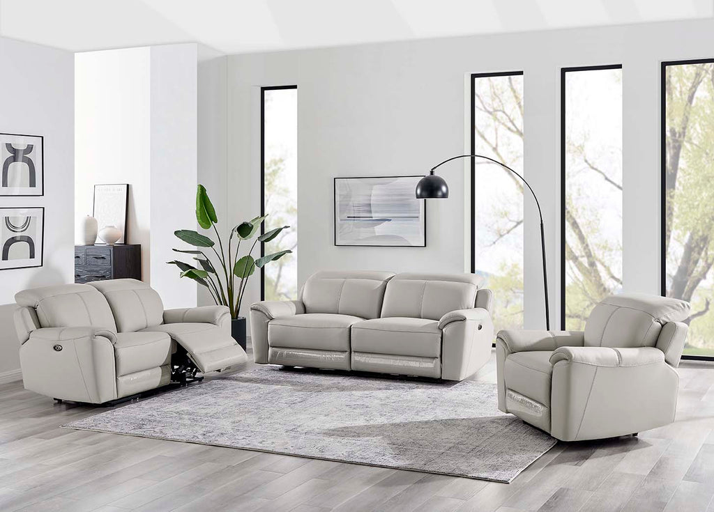 Madrid 3 Seater Electric Recliner - Light Grey