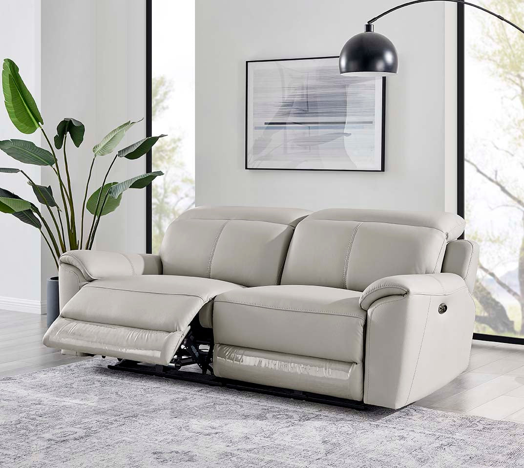 Madrid 3 Seater Electric Recliner Sofa – Light Grey – Spacious Comfort ...