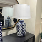 Blue and White Ikat Ceramic Table Lamp