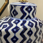 Blue and White Ikat Ceramic Table Lamp