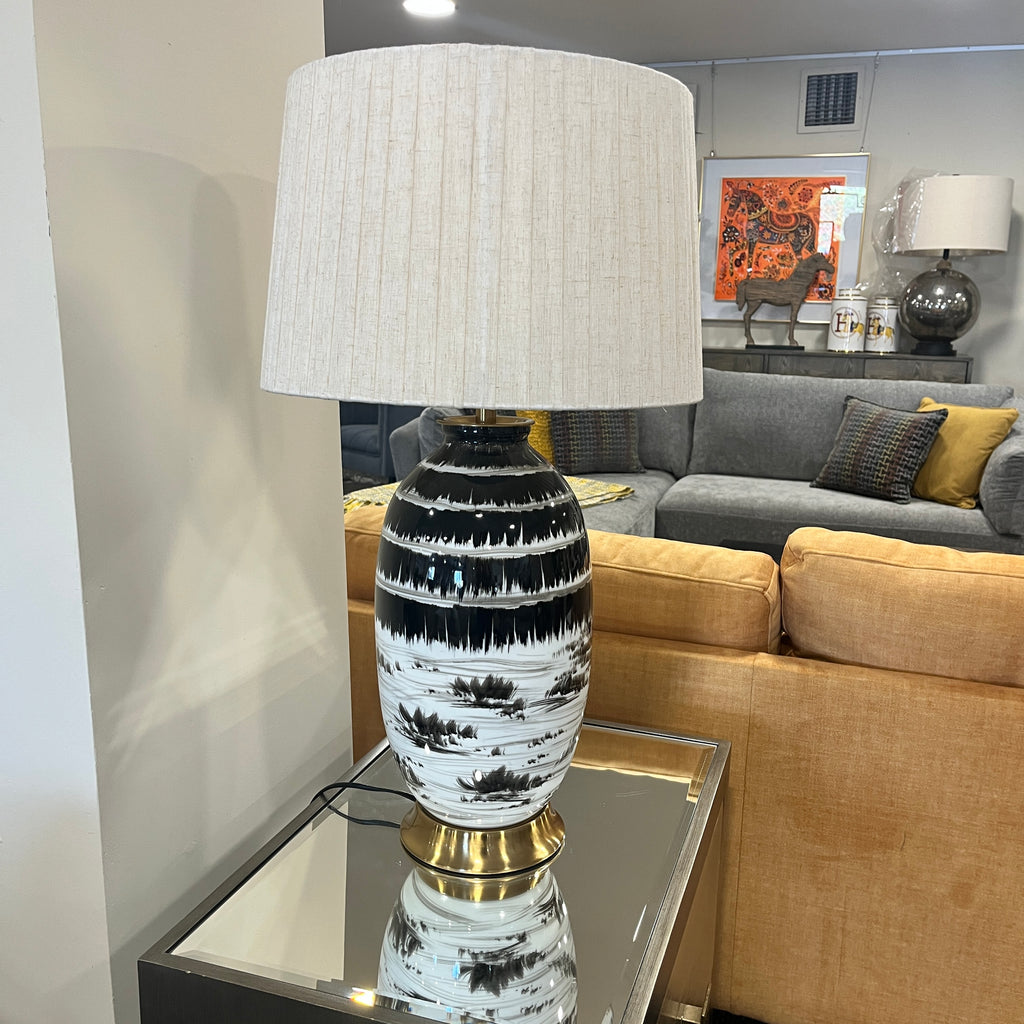 Ceramic Rustic Black and White Table Lamp