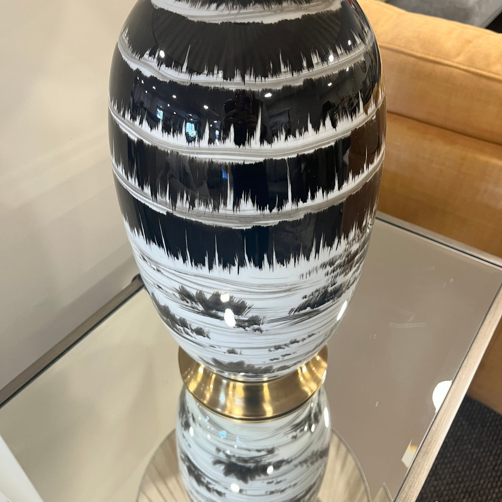 Ceramic Rustic Black and White Table Lamp