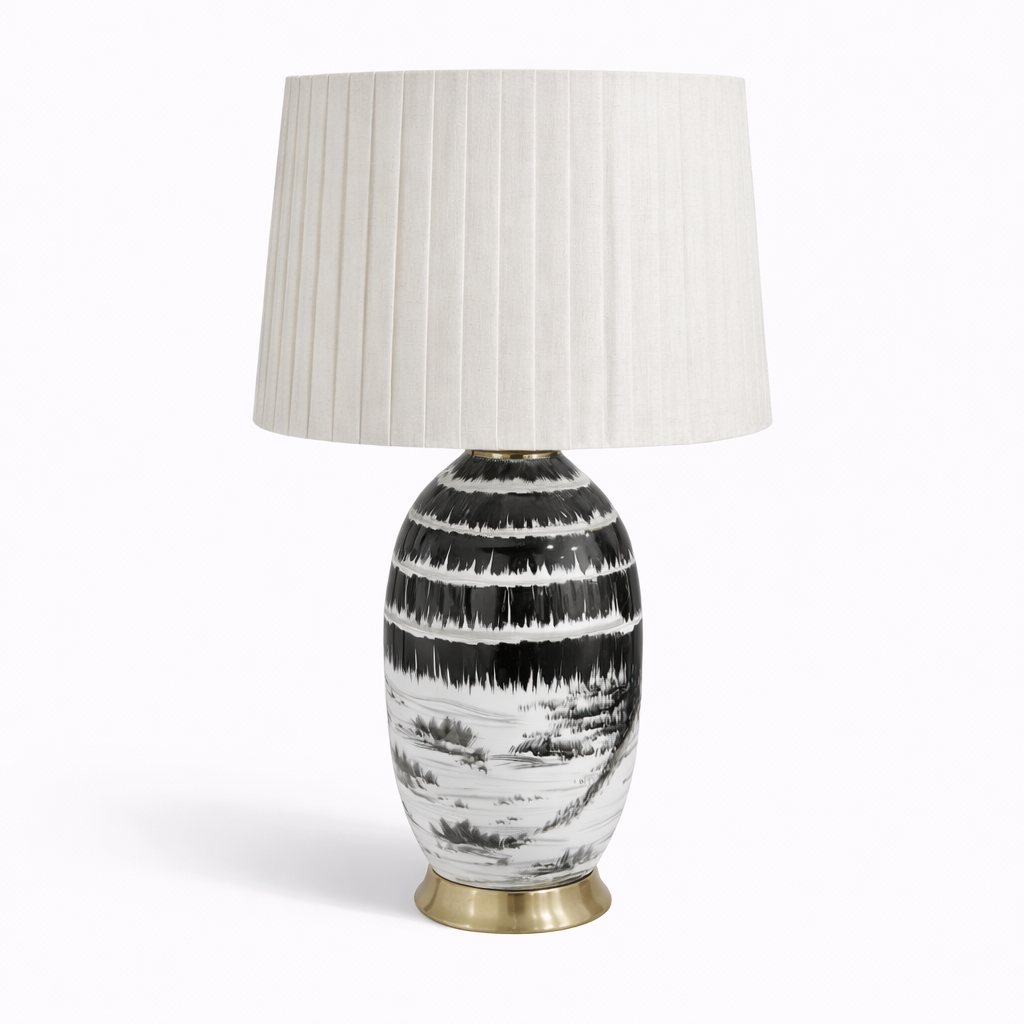 Ceramic Rustic Black and White Table Lamp