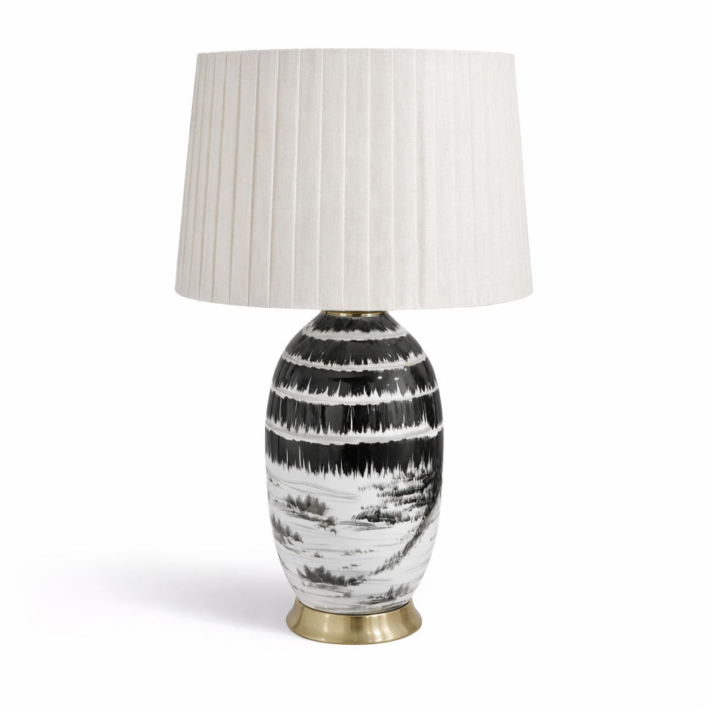 Ceramic Rustic Black and White Table Lamp
