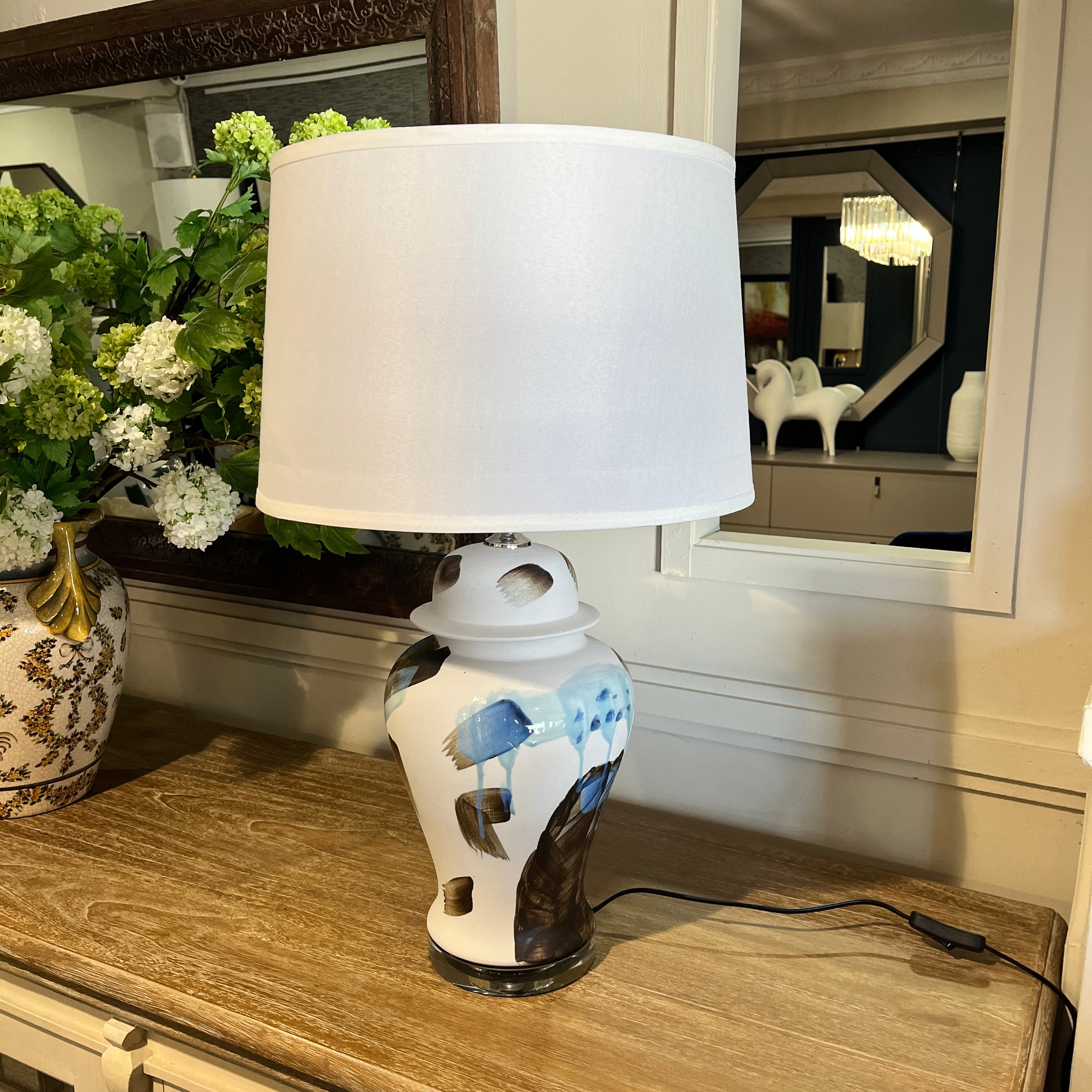 Blue and White Ceramic Jar Lamp