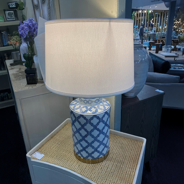 Blue and White Motif Ceramic Table Lamp