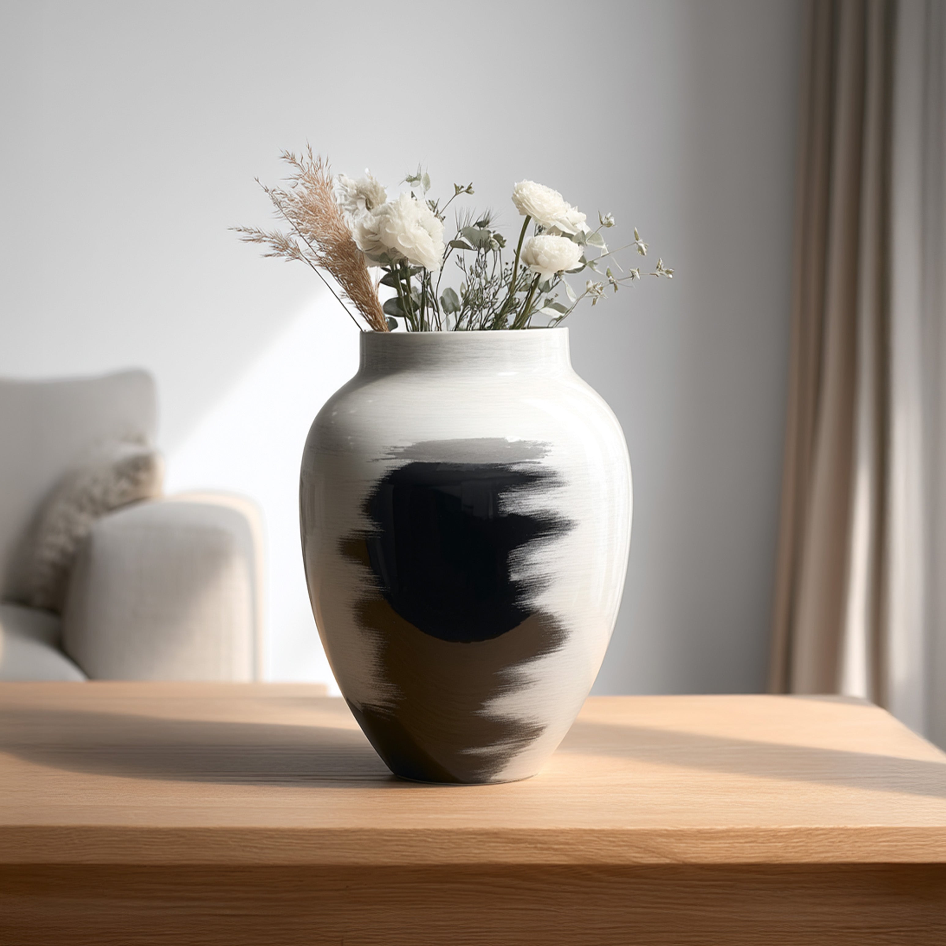 Ceramic Black and White Blur Vase