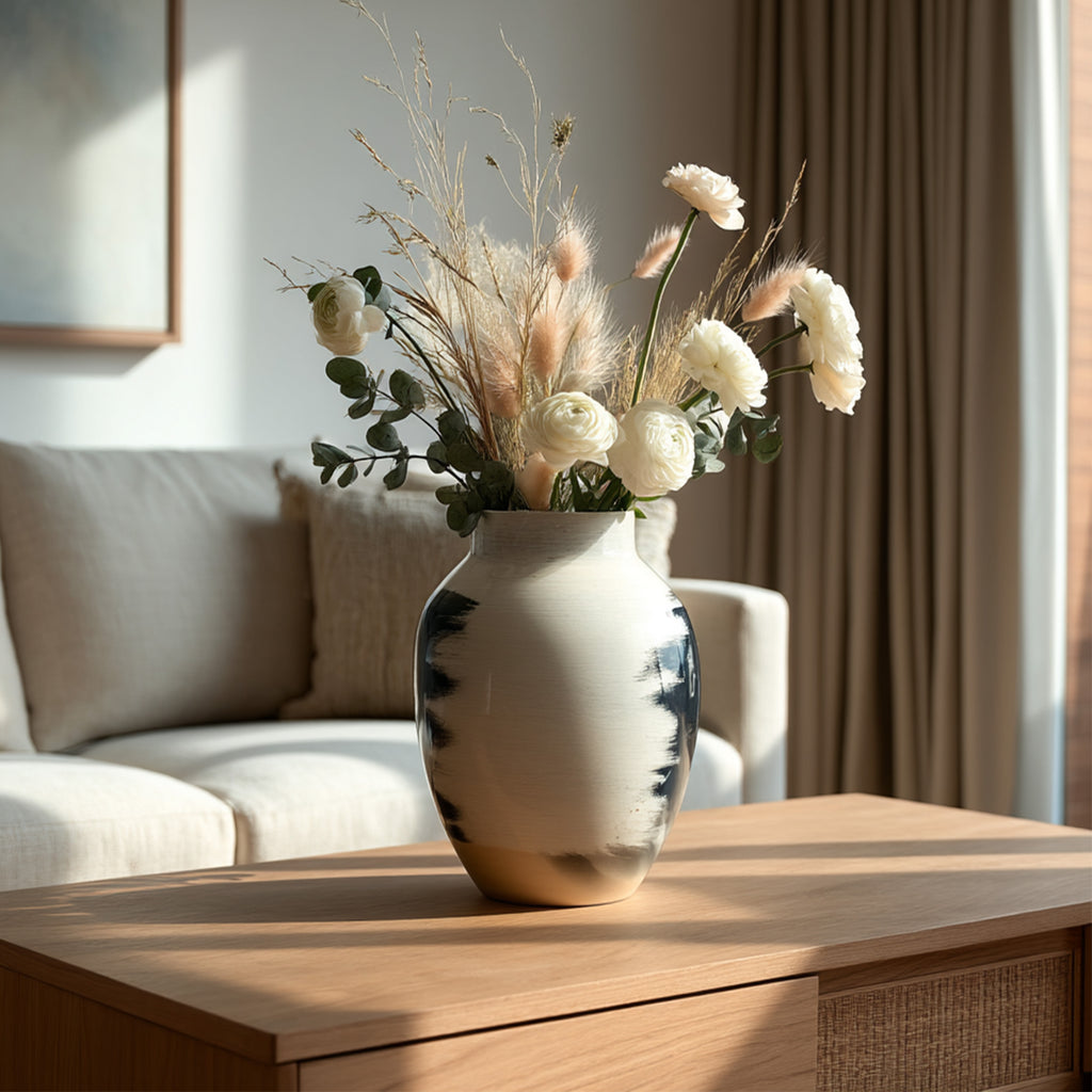 Ceramic Black and White Blur Vase