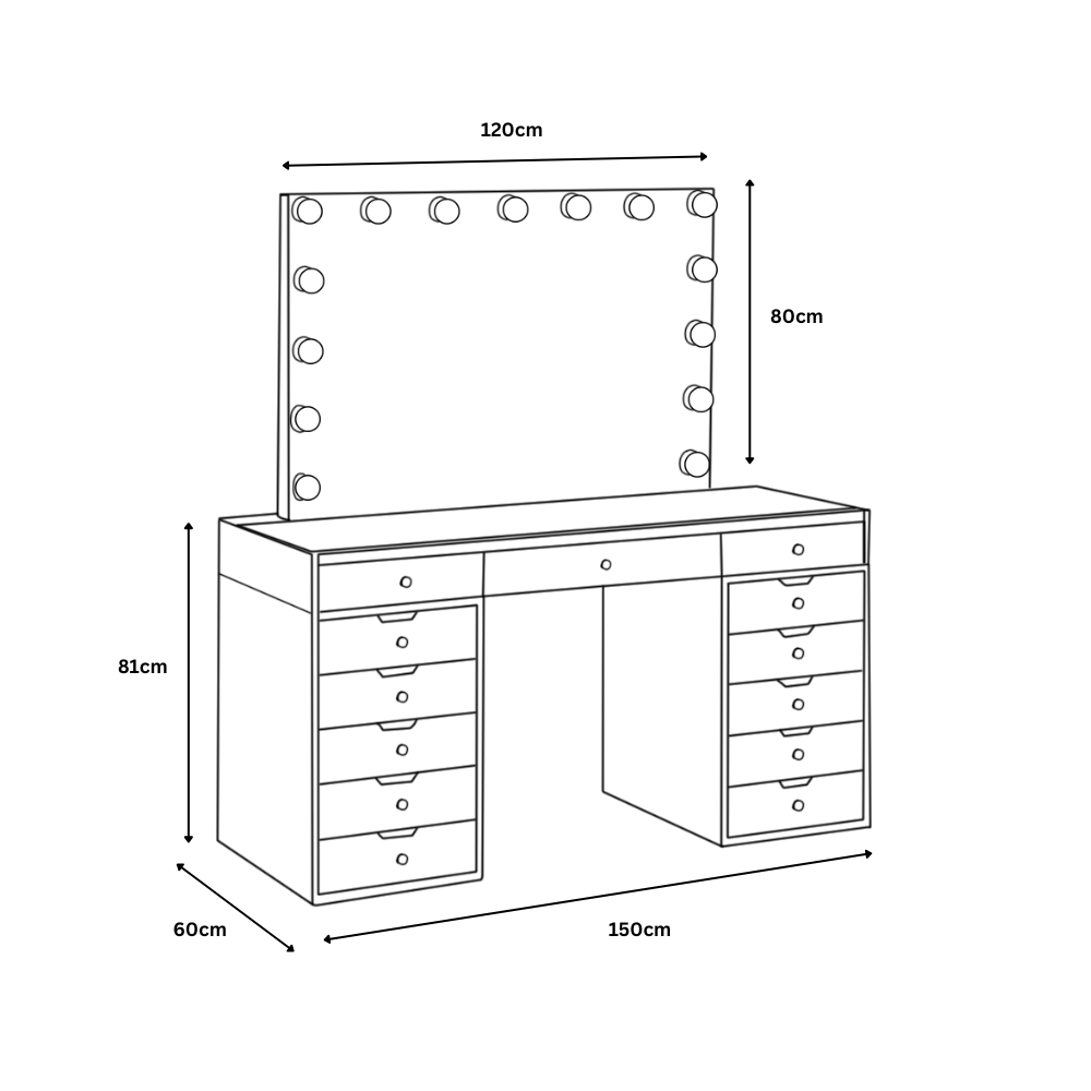 Hollywood White Dressing Table Pro
