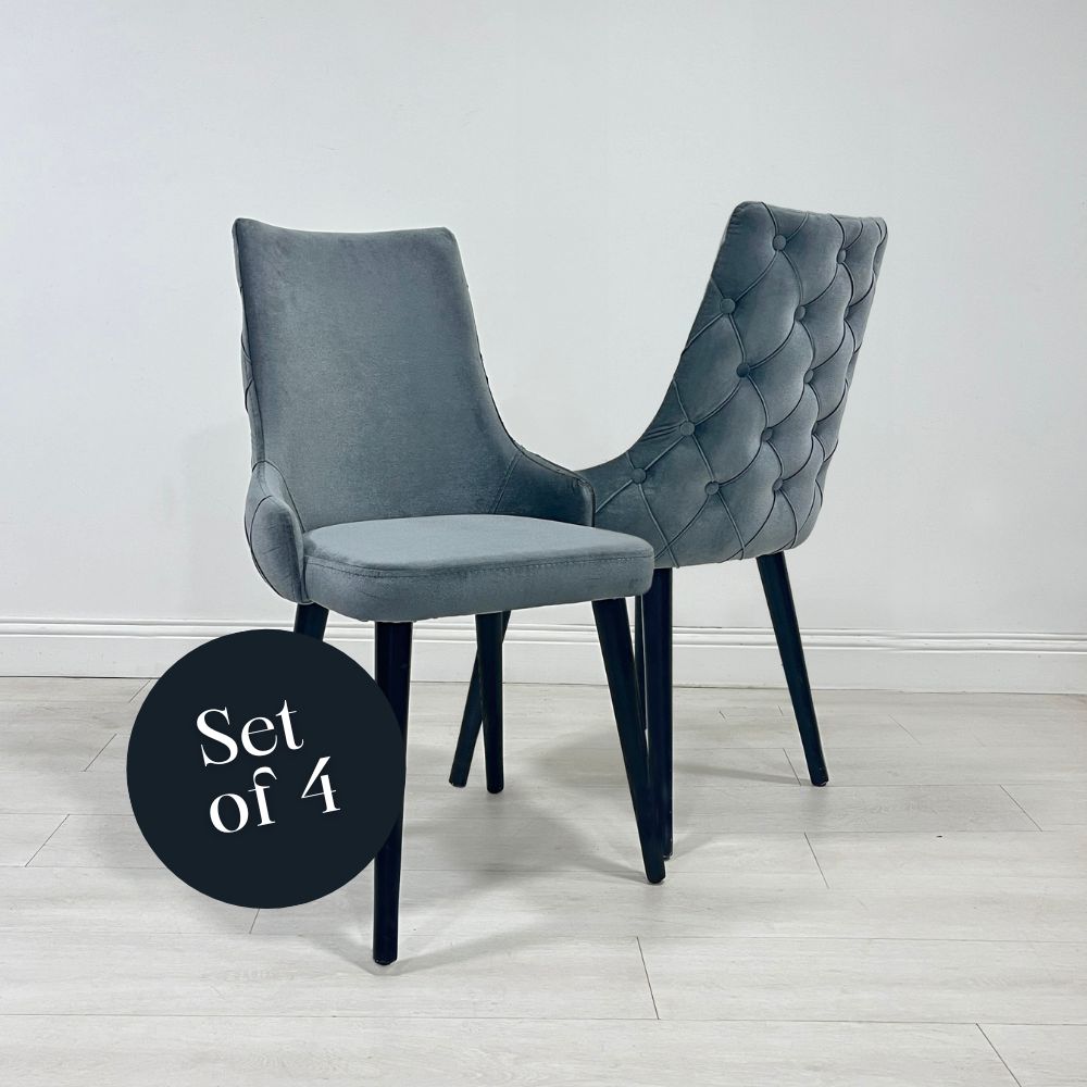 City Dining Chair - Grey Velvet (Set of 4)