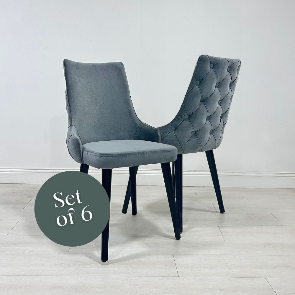 City Dining Chair - Grey Velvet (Set of 6)