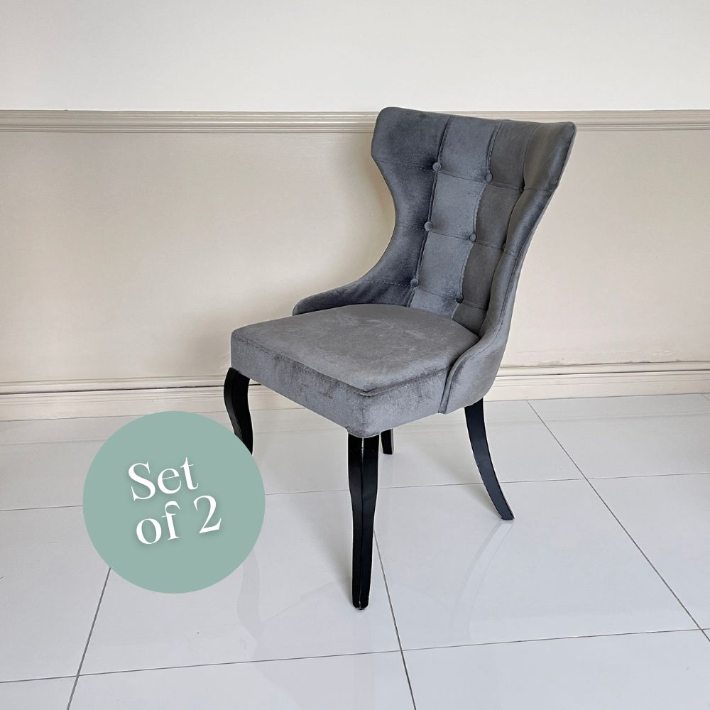 Oslo Dining Chair - Grey Velvet (Set of 2)