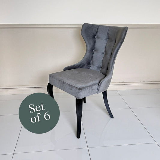 Oslo Dining Chair - Grey Velvet (Set of 6)