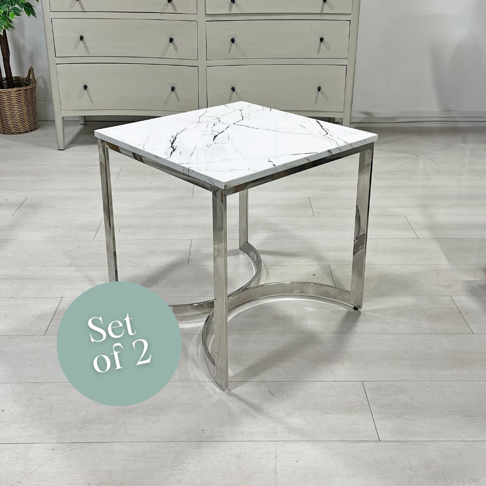 Ritz Faux Marble Side Table (Set of 2)