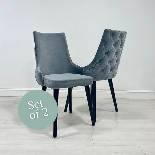 City Dining Chair - Grey Velvet (Set of 2)