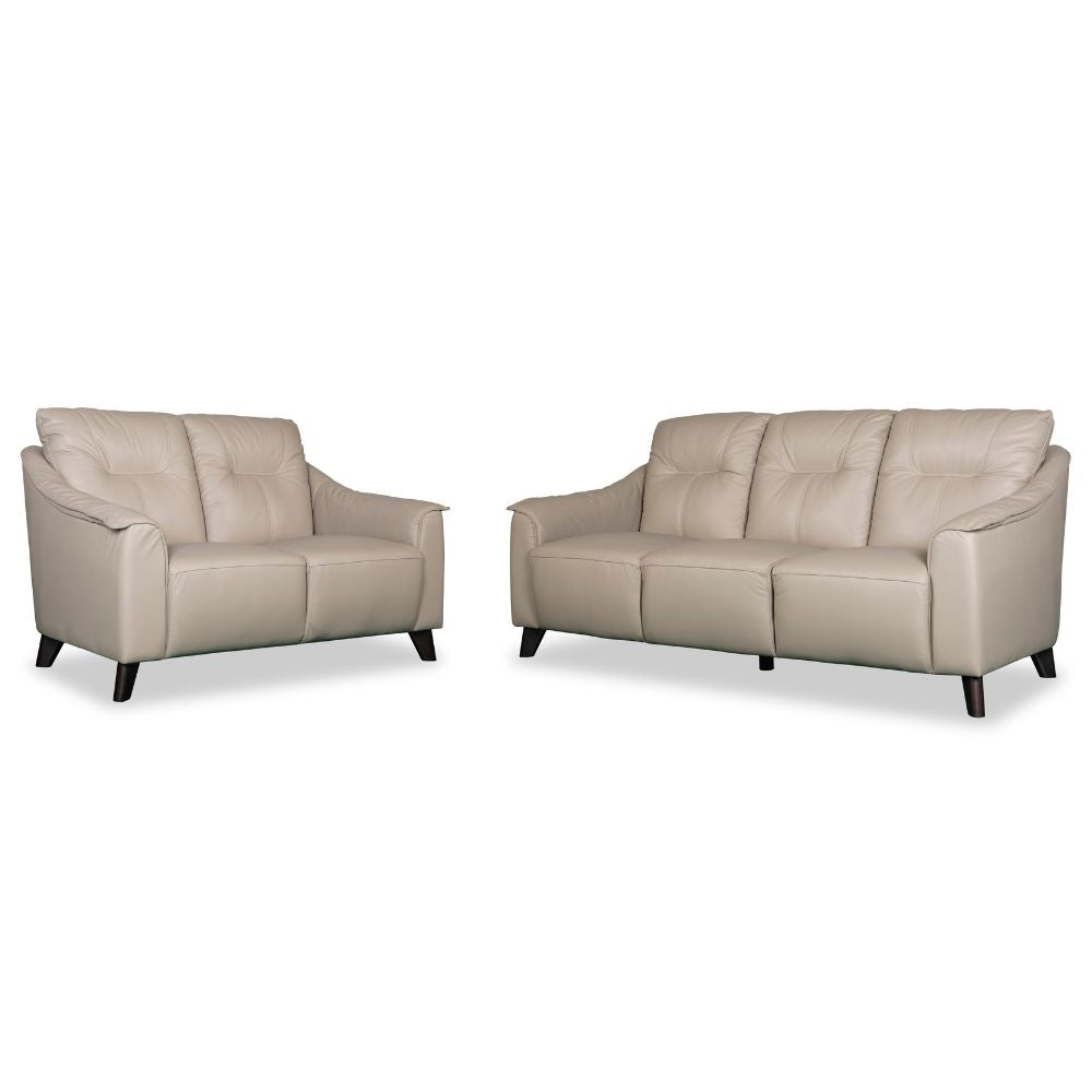 Naples Leather 2+3 Leather Suite - Cream