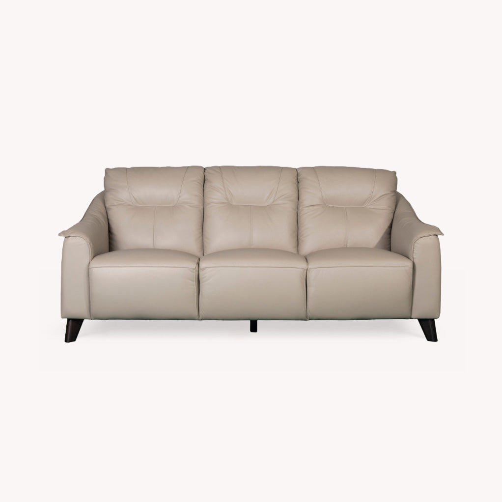 Naples Leather 3 Seater Cream Sofa