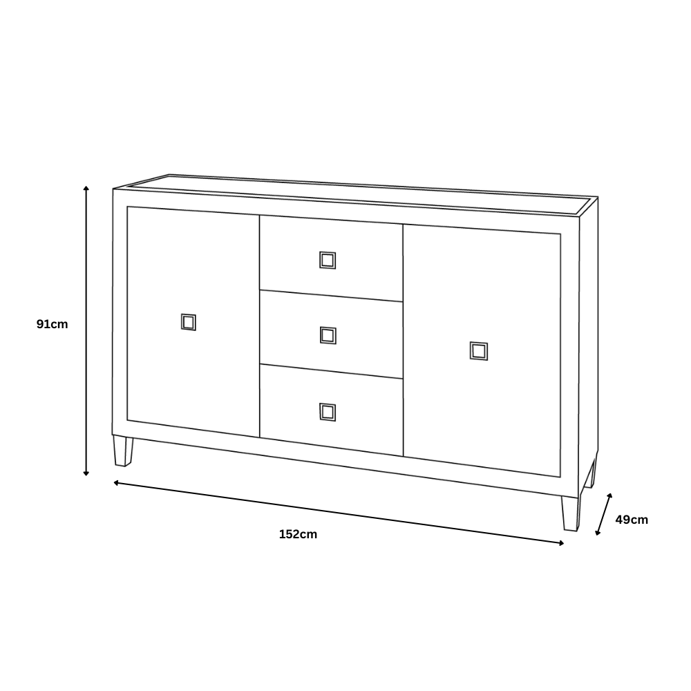 Nova Silver 3 Drawer Sideboard