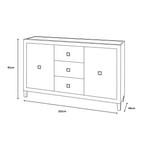 Nova Silver 3 Drawer Sideboard