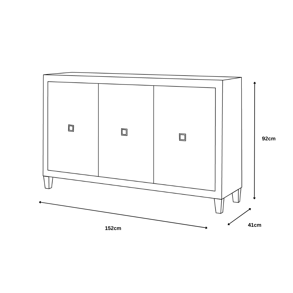 Nova 3 Door Silver Sideboard