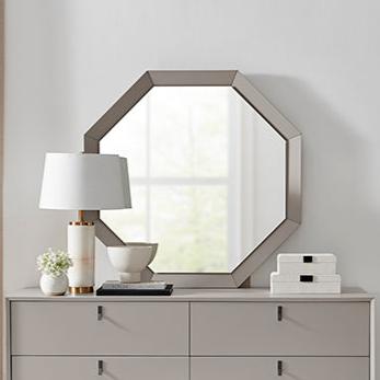 Pasadena Flannel Grey LED Hexagon Mirror