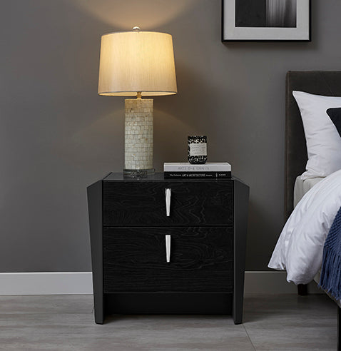 Opal 2 Drawer End Table in Graphite