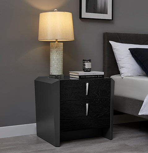 Opal 2 Drawer End Table in Graphite