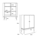 Pasadena Flannel Grey 2 Door Drinks Cabinet