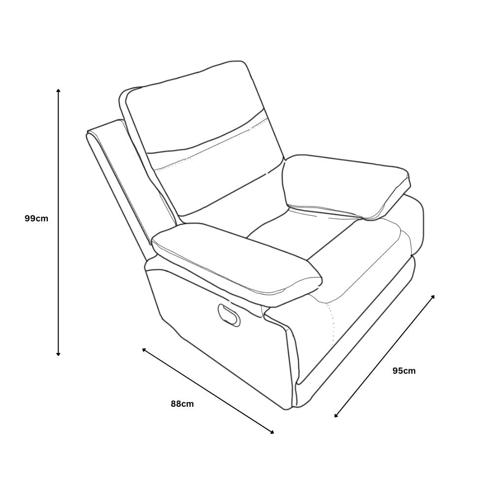 Phoenix Armchair Recliner Leather Aire - Light Grey