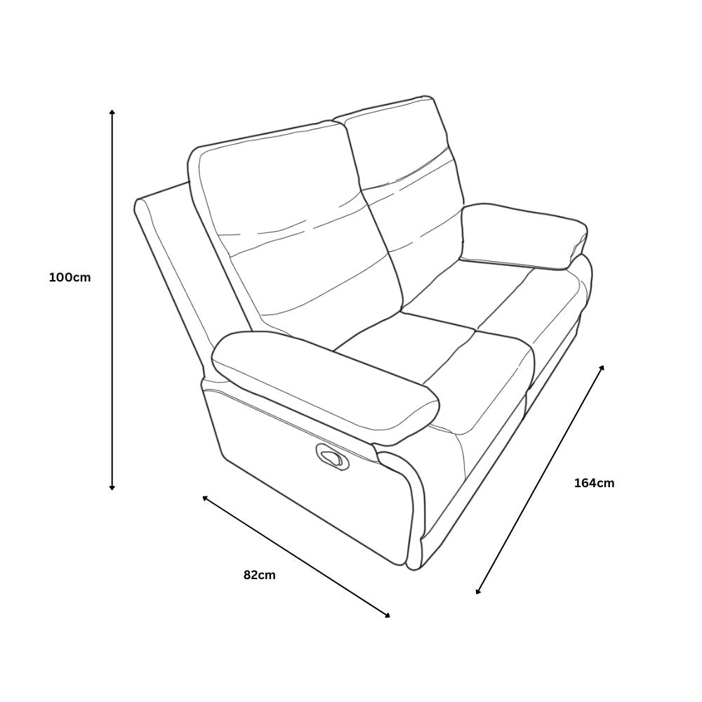 Phoenix 2 Seater Recliner Leather Aire - Light Grey