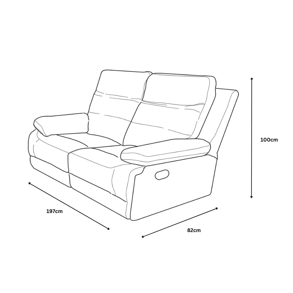 Phoenix 3 Seater Recliner Leather Aire - Light Grey