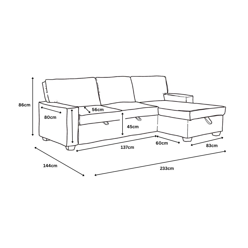 Havar Corner Sofa Bed: Brown Leather Aire (Right)
