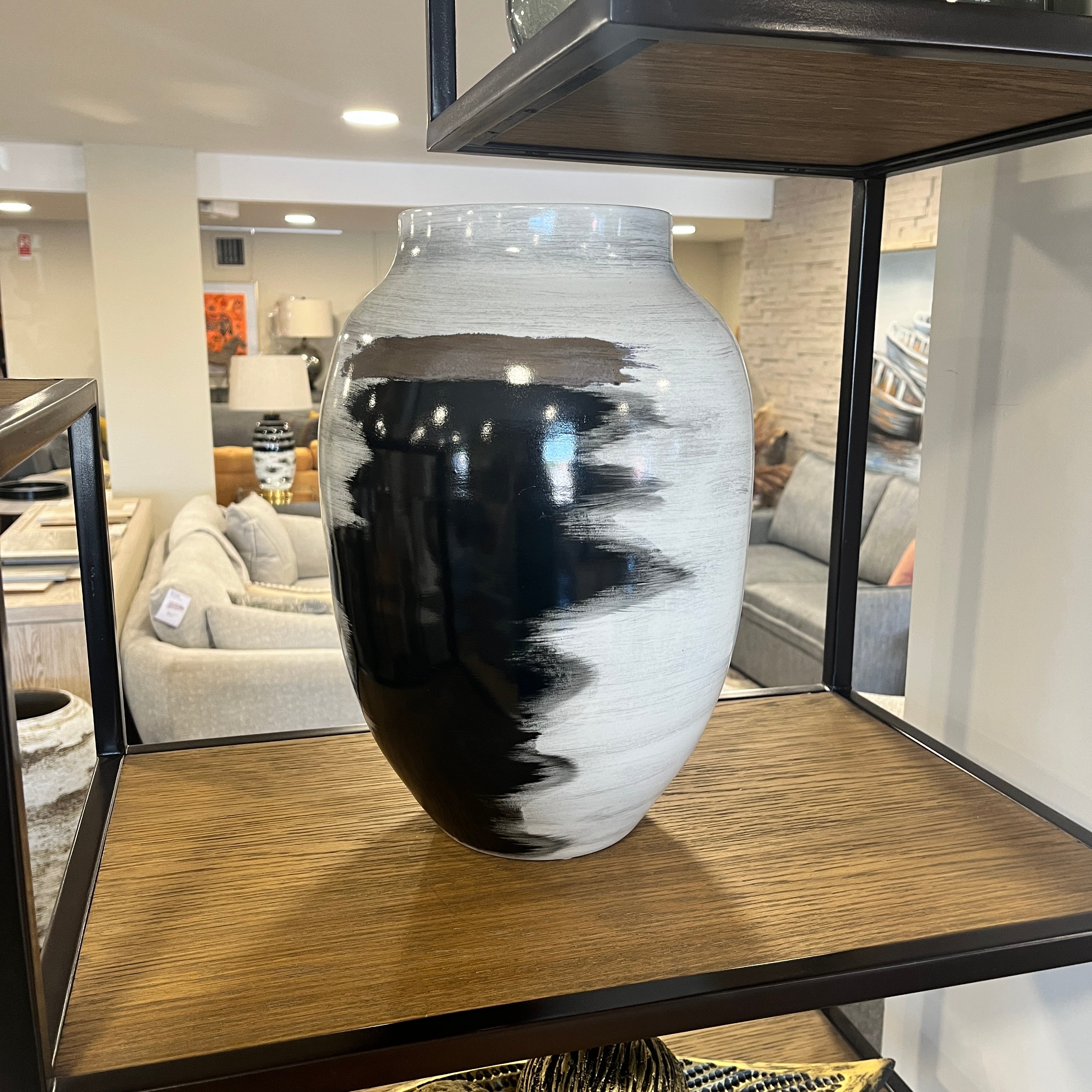 Ceramic Black and White Blur Vase