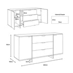 Sanremo 3 Drawer Sideboard