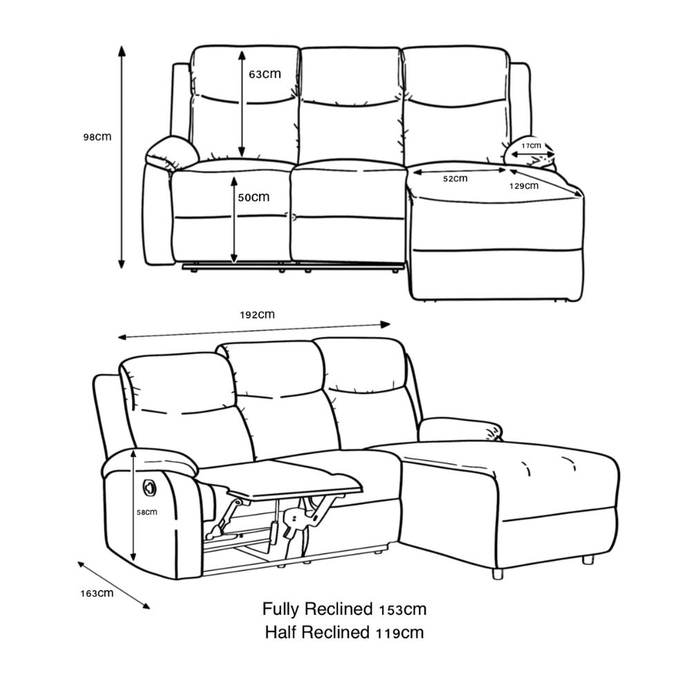 Crosby Corner Recliner Sofa - Right - Grey
