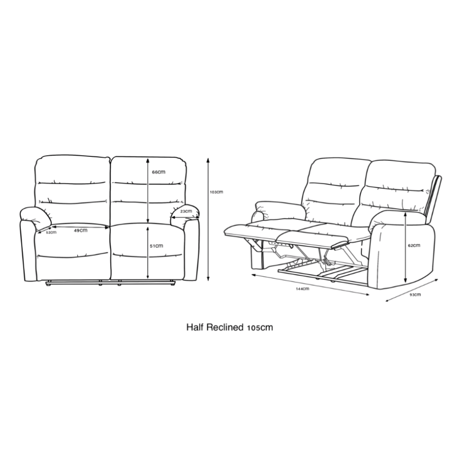 Taylor 2 Seater Recliner - Leather Air - Antique Brown