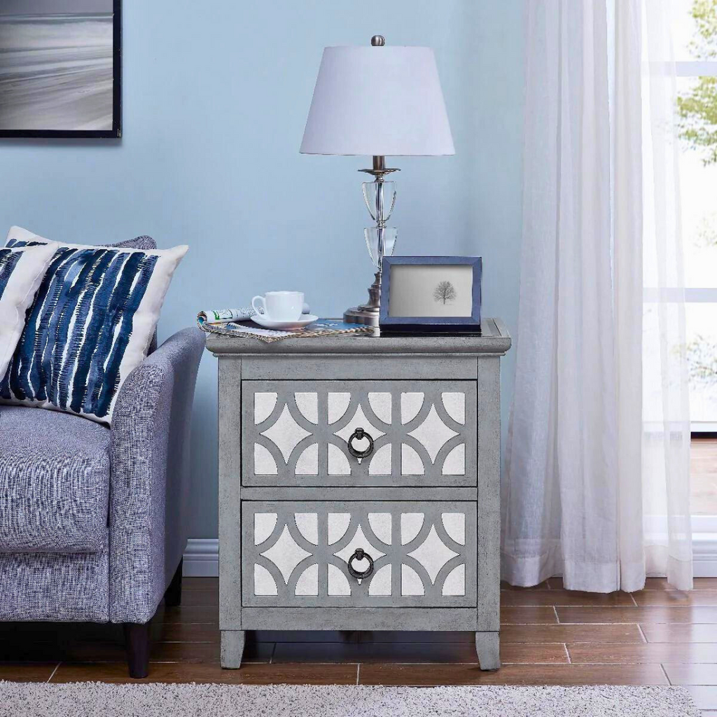 Russell Grey 2 Drawer End Table (Set of 2)