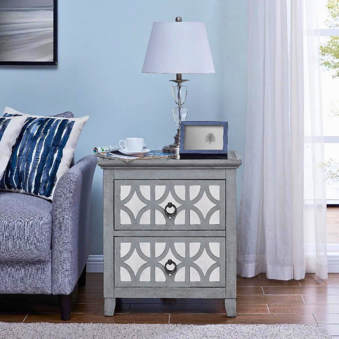 Russell Grey 2 Drawer End Table (Set of 2)