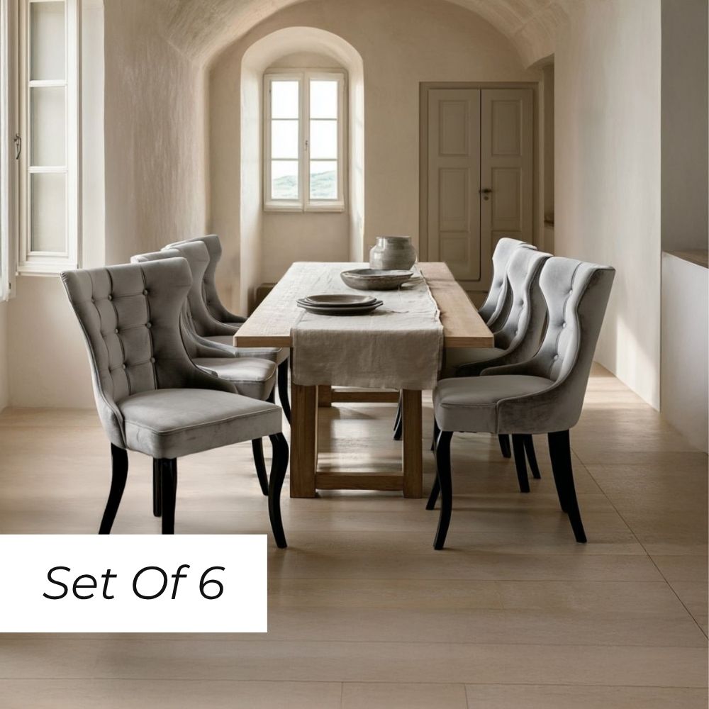 Oslo Dining Chair - Grey Velvet (Set of 6)