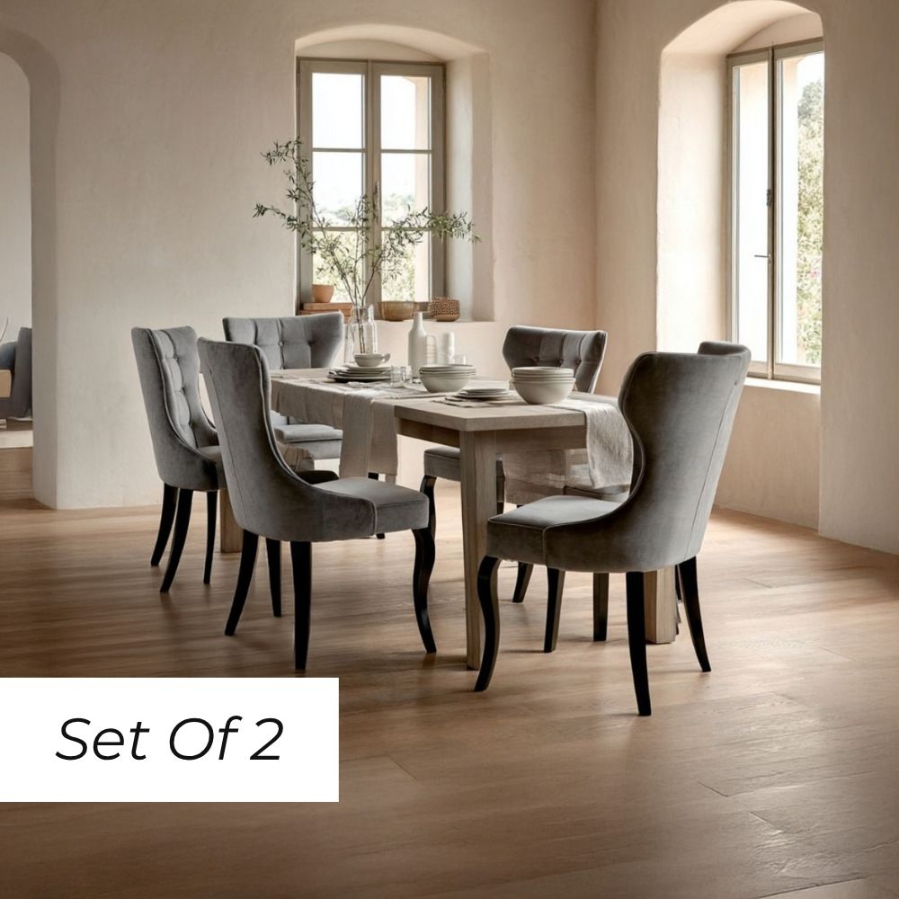 Oslo Dining Chair - Grey Velvet (Set of 2)