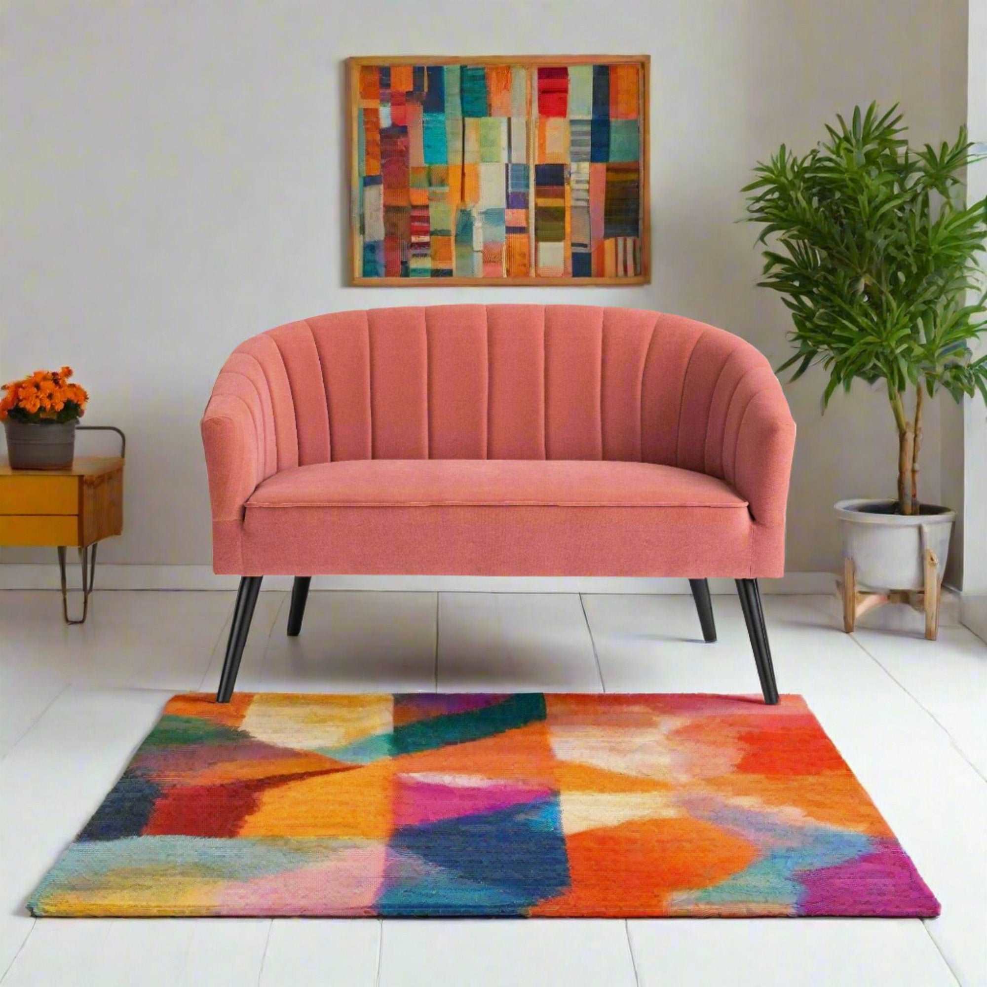 Arlo Pink Velvet 2 Seater Sofa