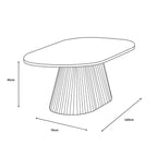 Line drawing of a table with dimensions labeled