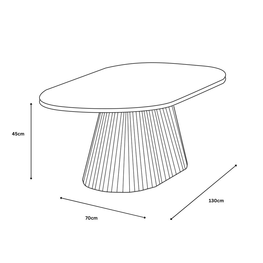 Line drawing of a table with dimensions labeled